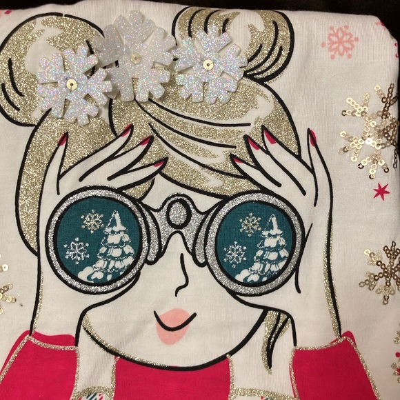 NWT Girl’s Cynthia Rowley Long Sleeve Cream Holiday Shirt w/ back bow detail - Picture 7 of 8